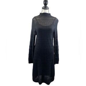 Lauren Ralph Lauren crochet sweater dress wool open knit petite large midi boho